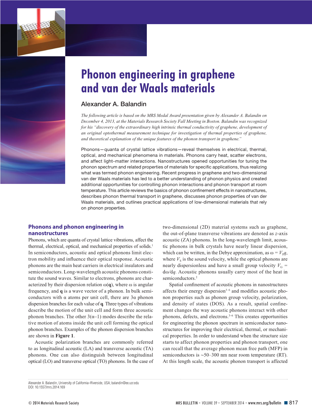 Phonon Engineering in Graphene and Van Der Waals Materials Alexander A