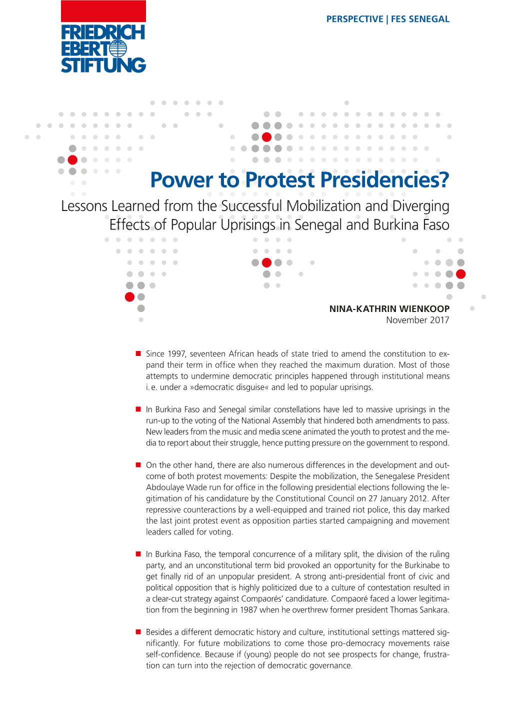 Power to Protest Presidencies? Lessons Learned from the Successful Mobilization and Diverging Effects of Popular Uprisings in Senegal and Burkina Faso