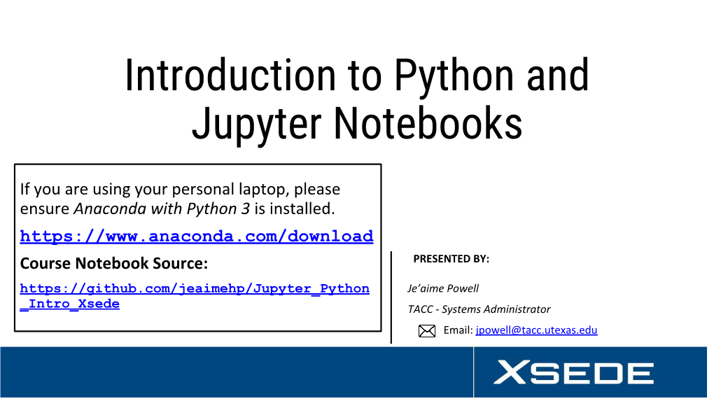 Introduction to Python and Jupyter Notebooks