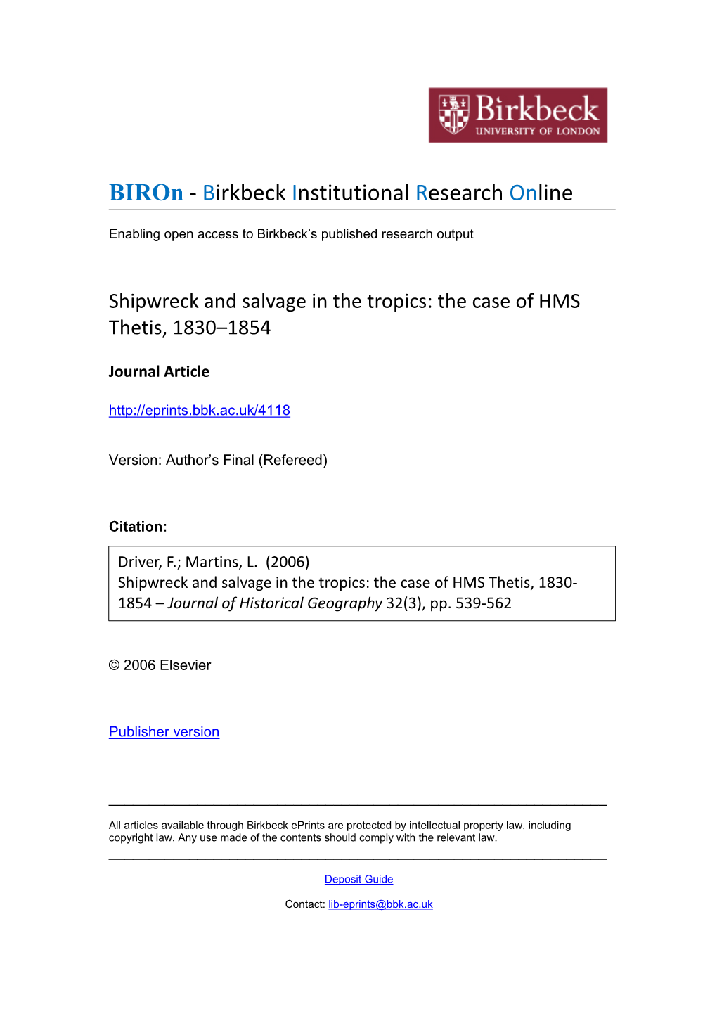 Biron - Birkbeck Institutional Research Online