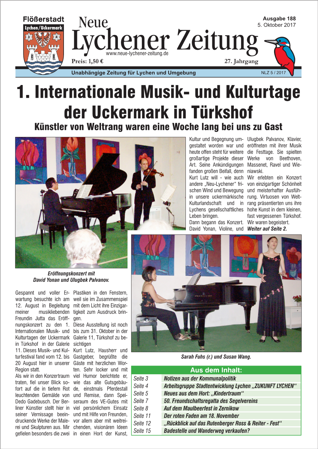 1. Internationale Musik- Und Kulturtage Der Uckermark in Türkshof