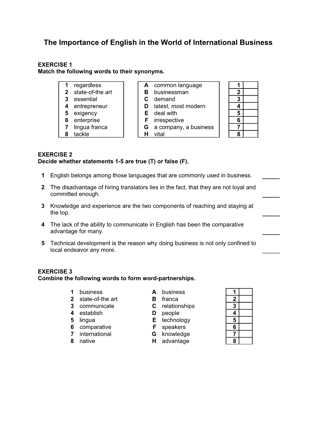 The Importance of English in the World of International Business