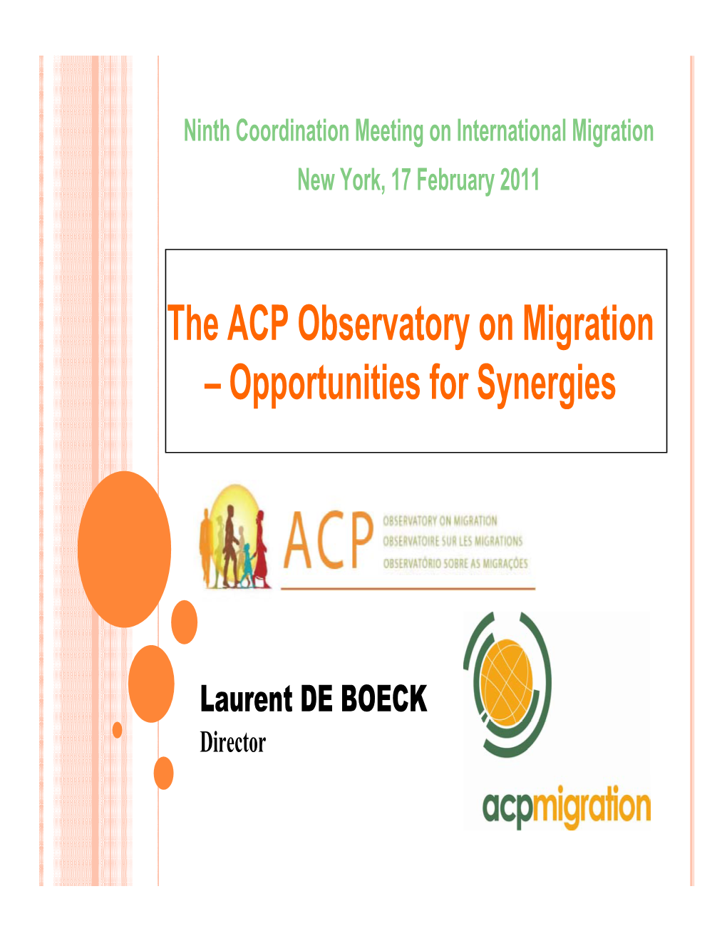 The ACP Observatory on Migration – Opportunities for Synergies