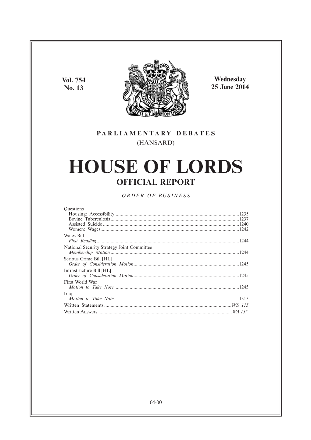 House of Lords Official Report