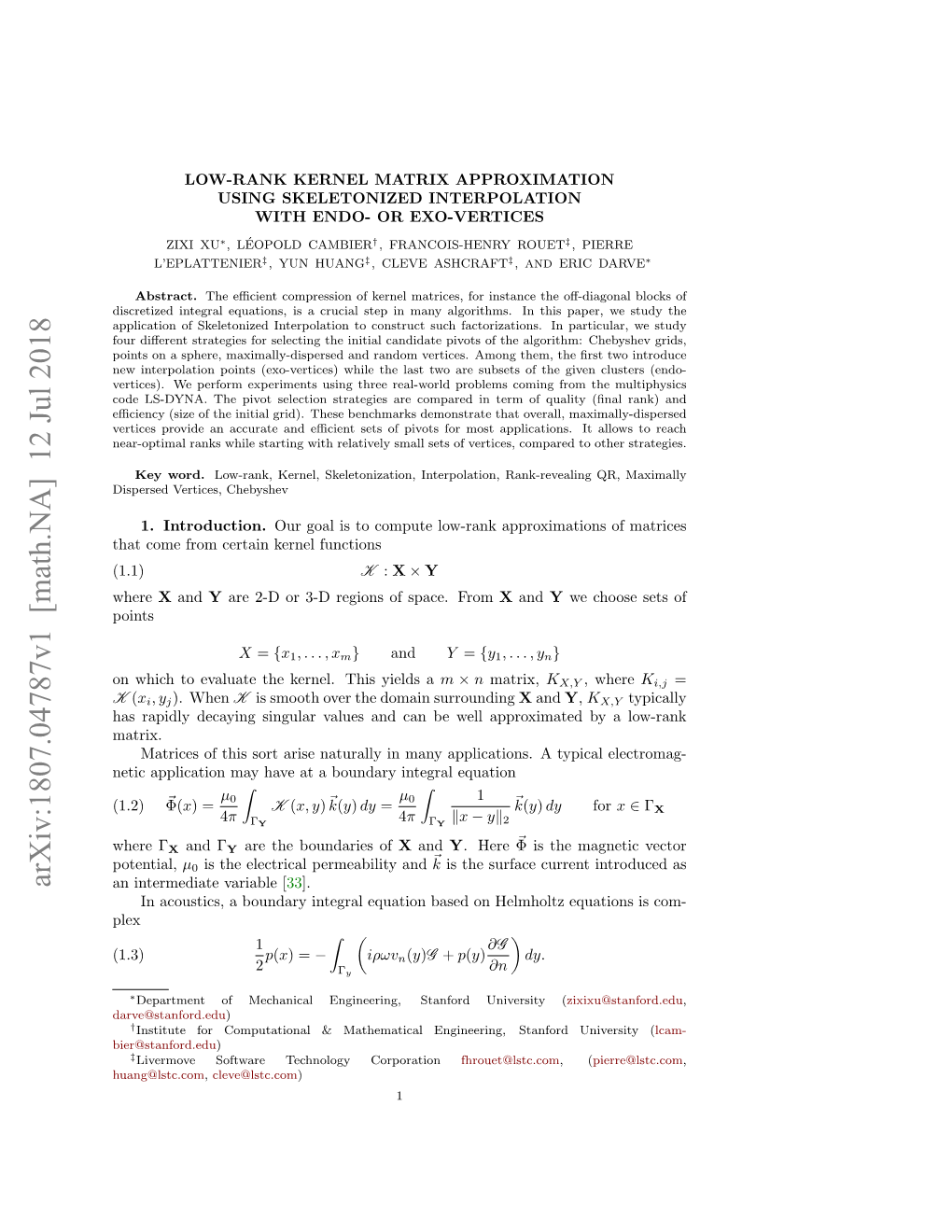 Arxiv:1807.04787V1 [Math.NA] 12 Jul 2018 an Intermediate Variable [33]