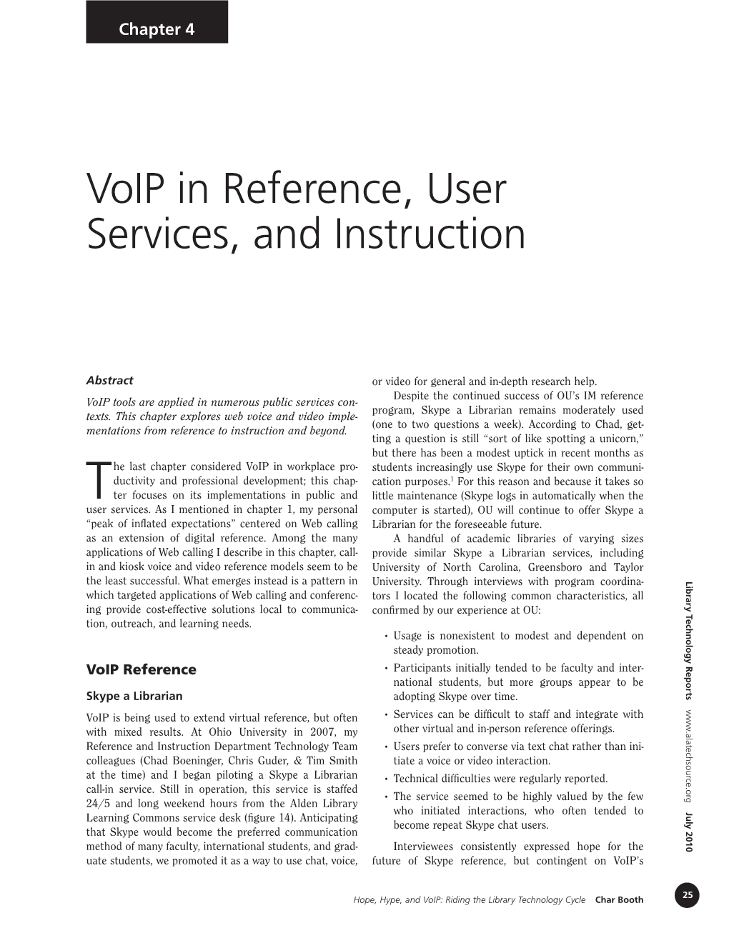 Voip in Reference, User Services, and Instruction