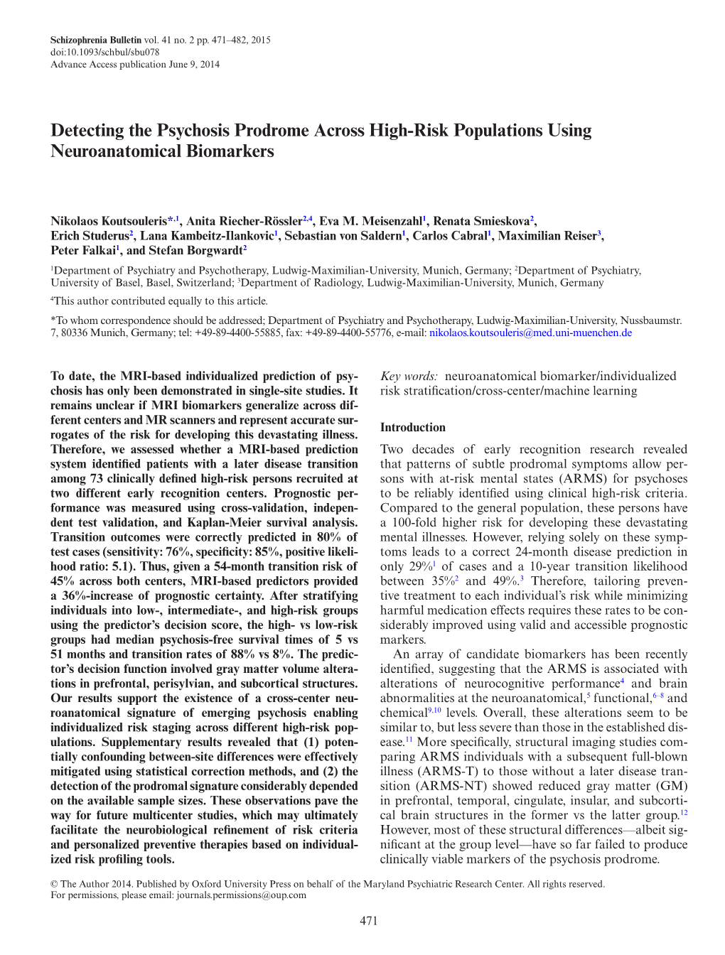 Detecting the Psychosis Prodrome Across High-Risk Populations Using Neuroanatomical Biomarkers