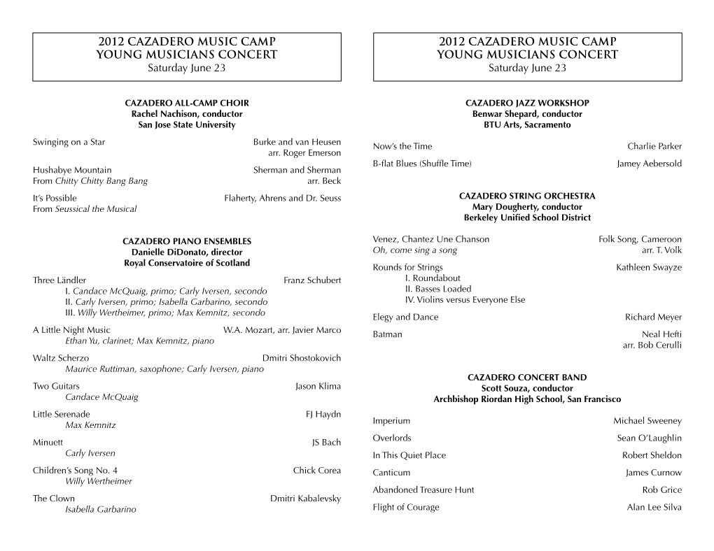 2012 Concert Programs