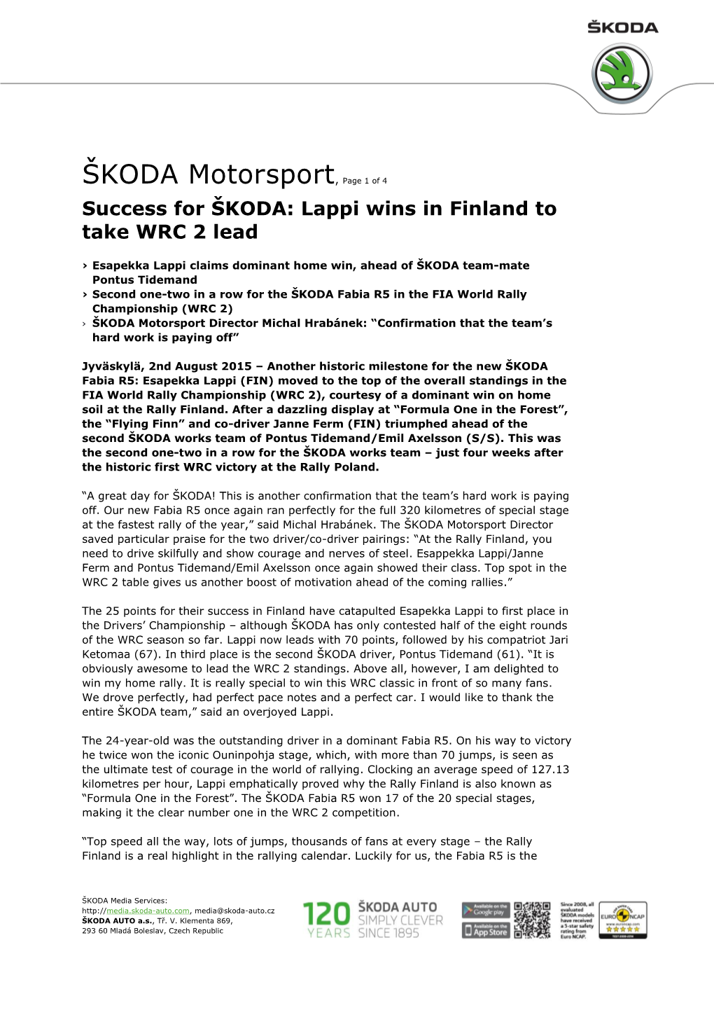 ŠKODA Motorsport, Page 1 of 4