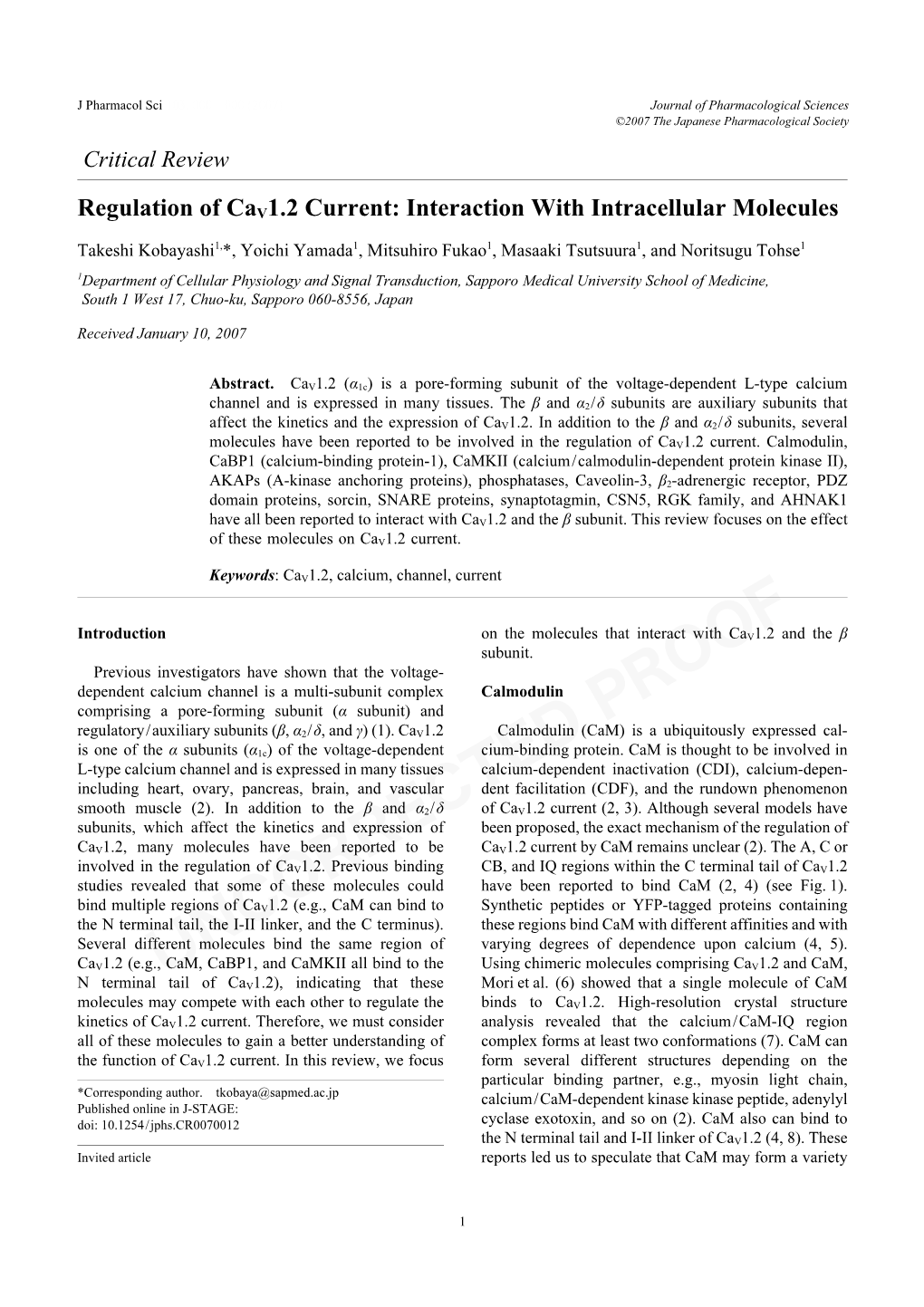 Regulation of Cav1.2 Current: Interaction with Intracellular Molecules