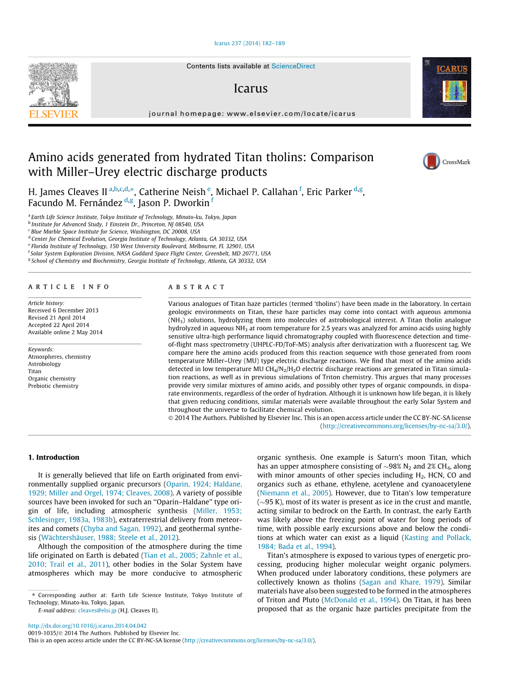 Amino Acids Generated from Hydrated Titan Tholins: Comparison with Miller–Urey Electric Discharge Products