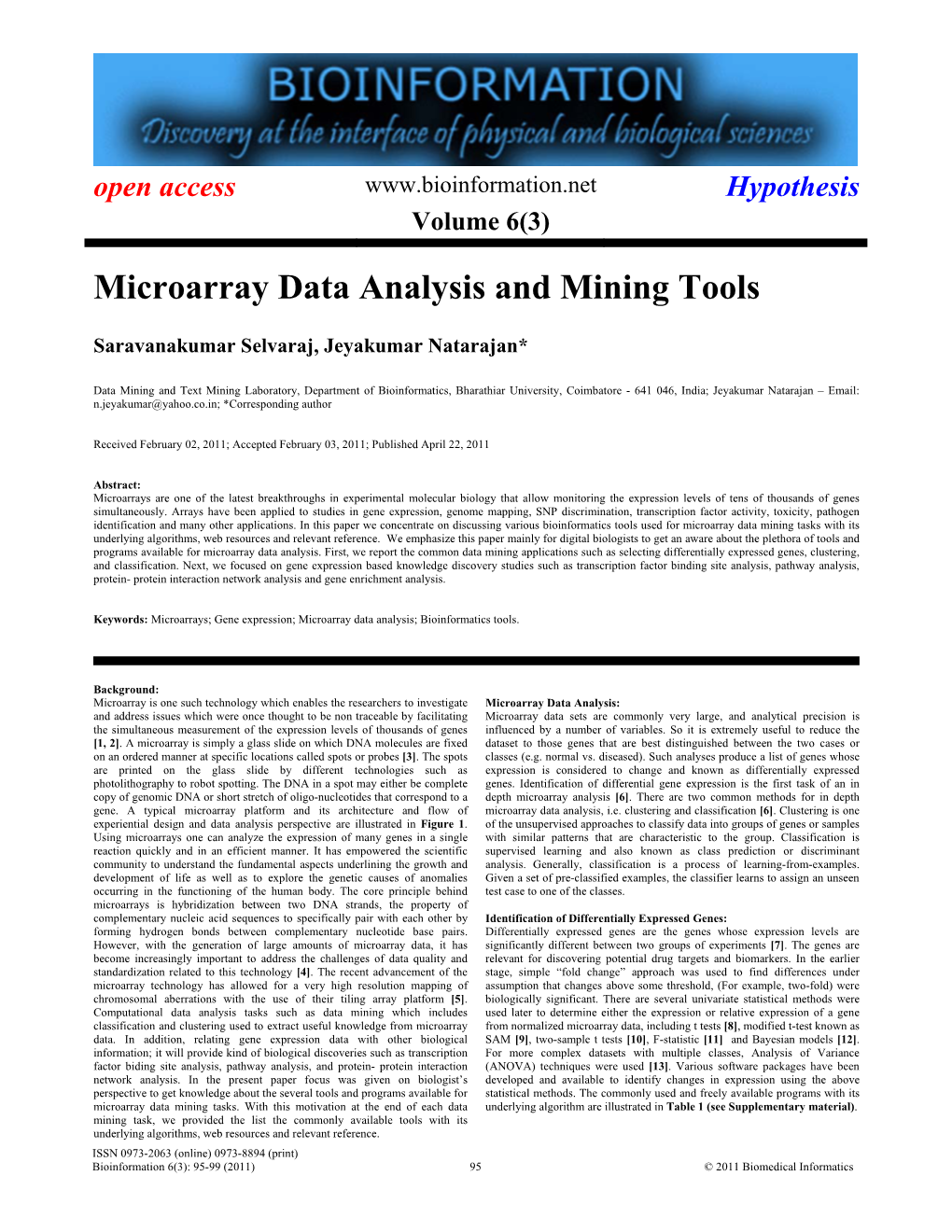 Microarray Data Analysis and Mining Tools