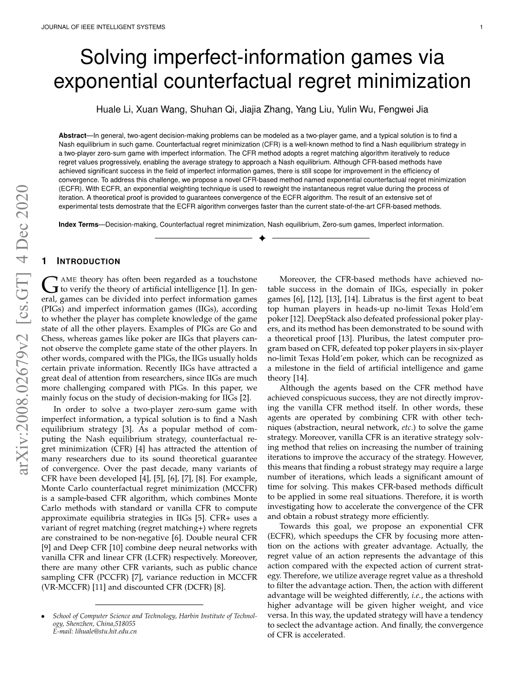 Solving Imperfect-Information Games Via Exponential Counterfactual Regret Minimization