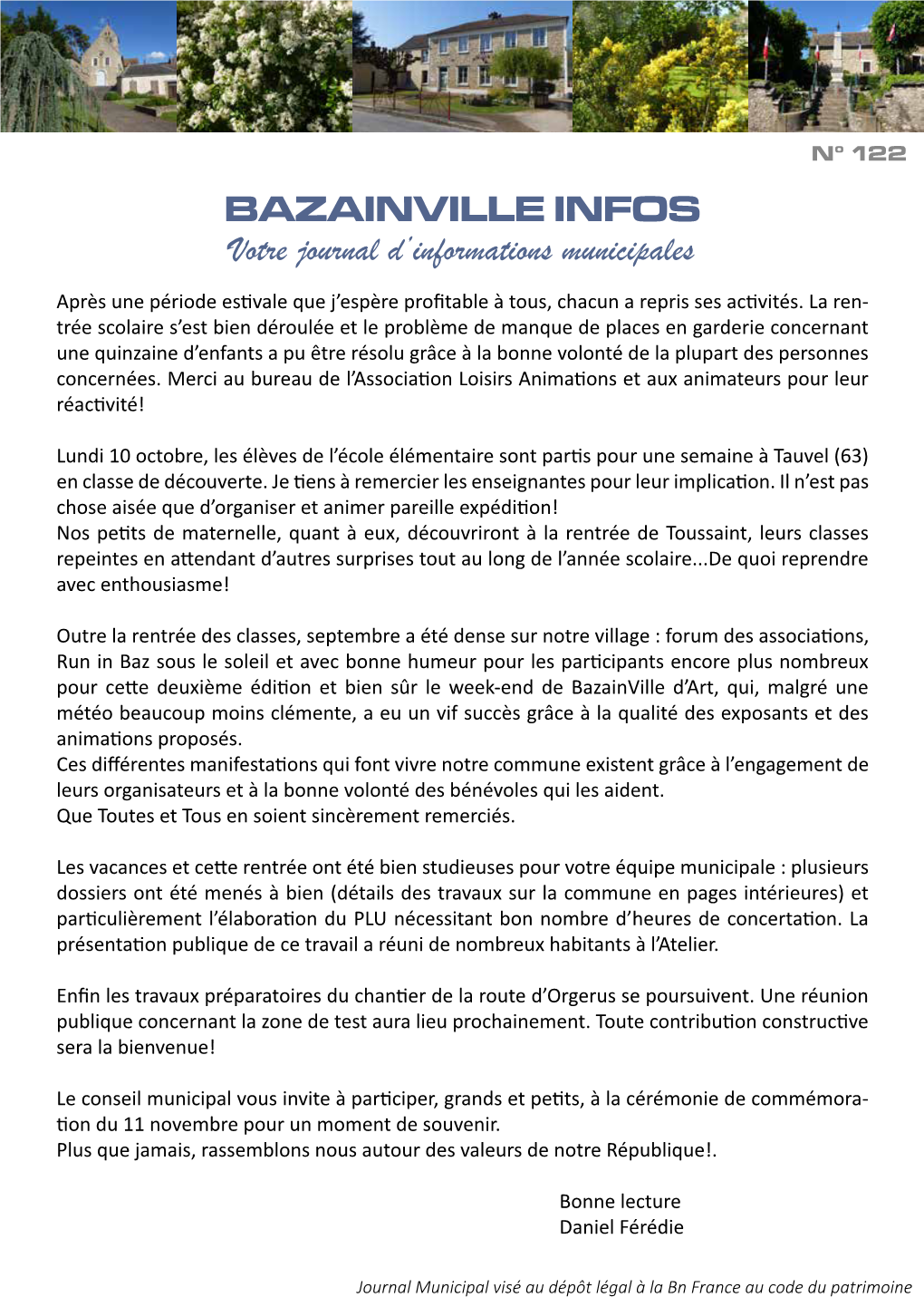 BAZAINVILLE INFOS Votre Journal D’Informations Municipales