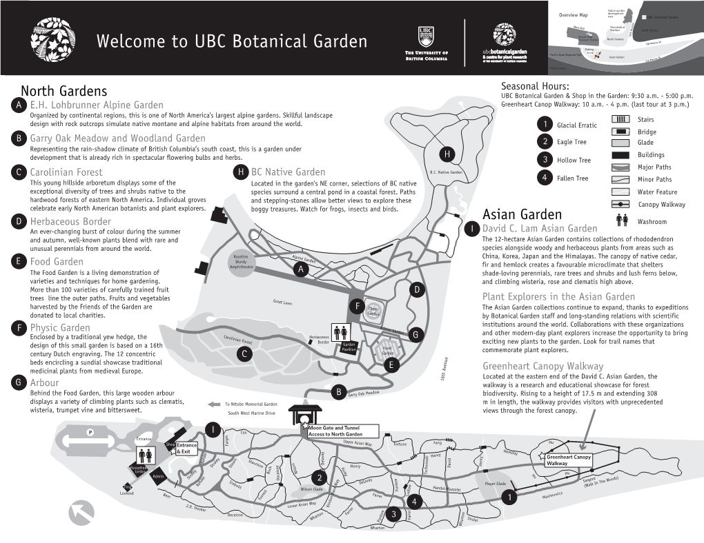 Garden Development Overview Map Area UBC Botanial Garden