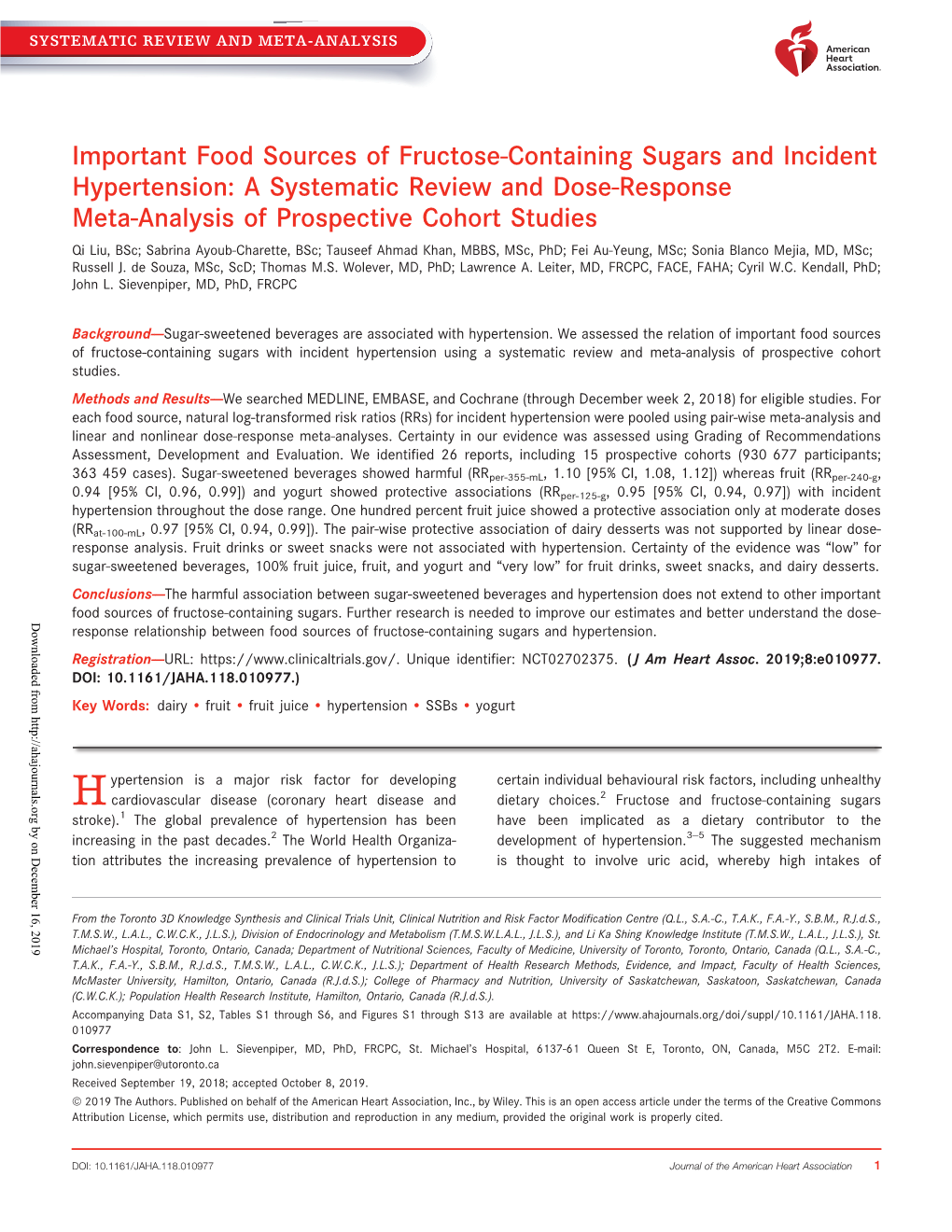 A Systematic Review and Dose-Response