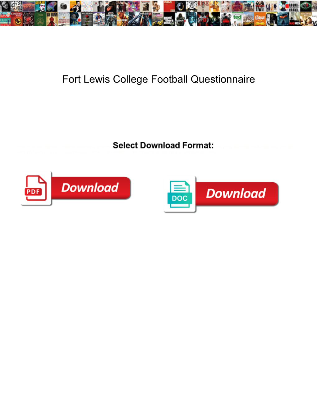 Fort Lewis College Football Questionnaire