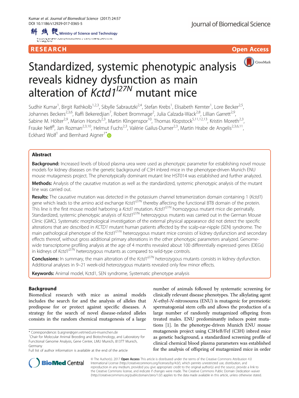 Standardized, Systemic Phenotypic Analysis Reveals Kidney Dysfunction