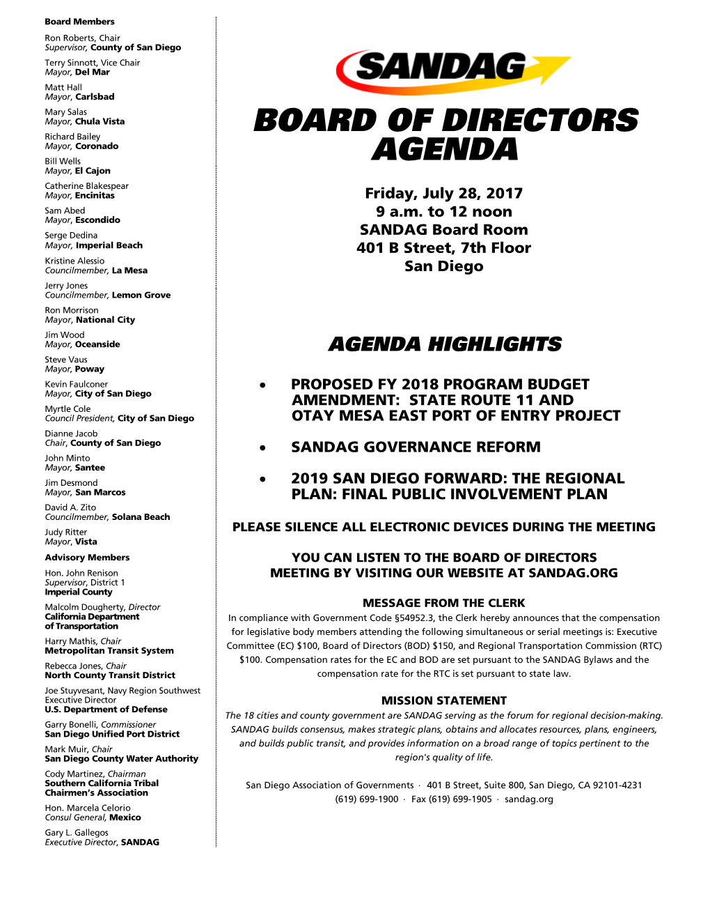 Meeting Notice and Agenda