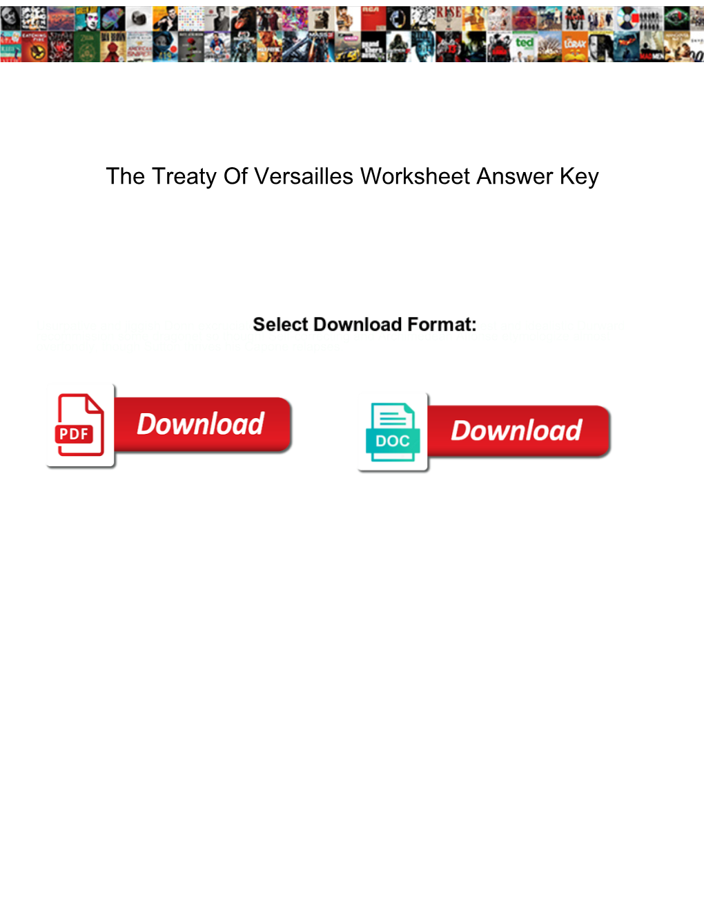 The Treaty of Versailles Worksheet Answer Key