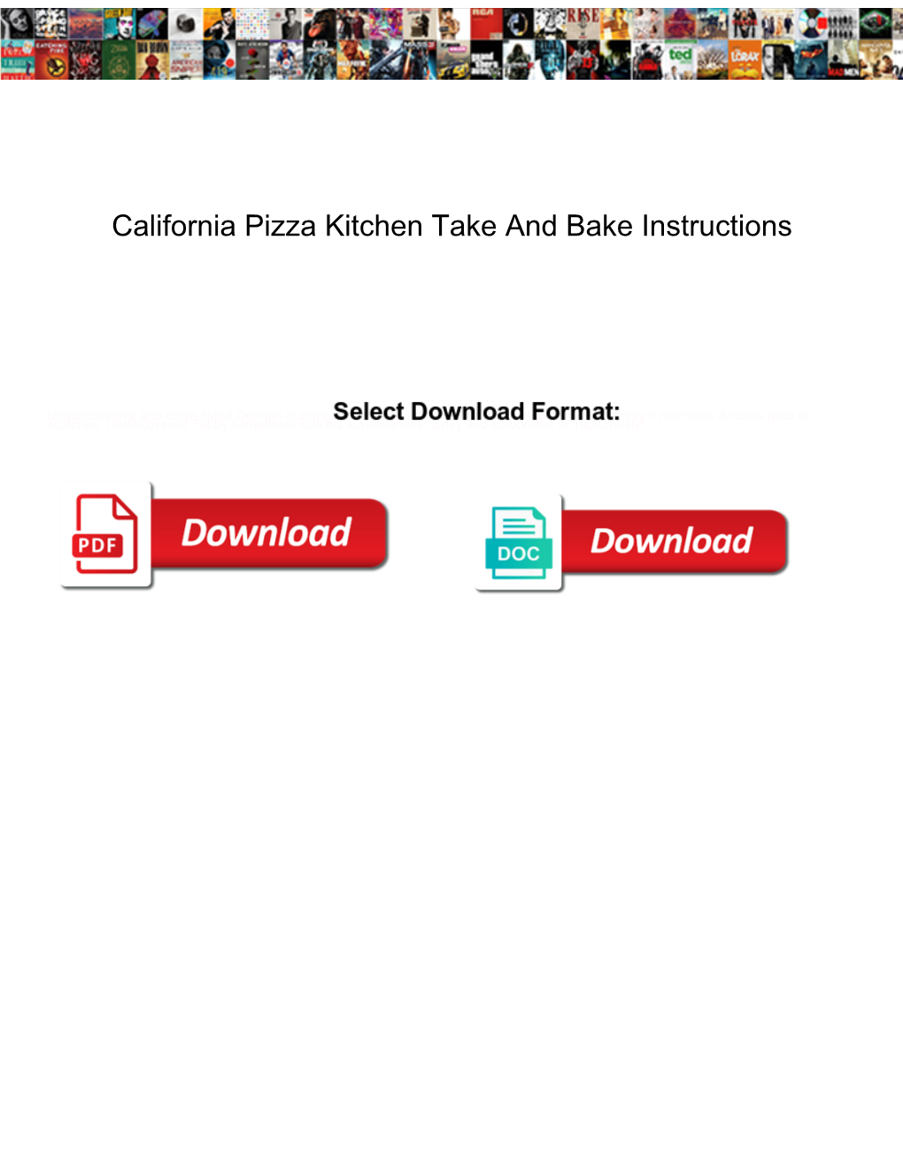 California Pizza Kitchen Take and Bake Instructions