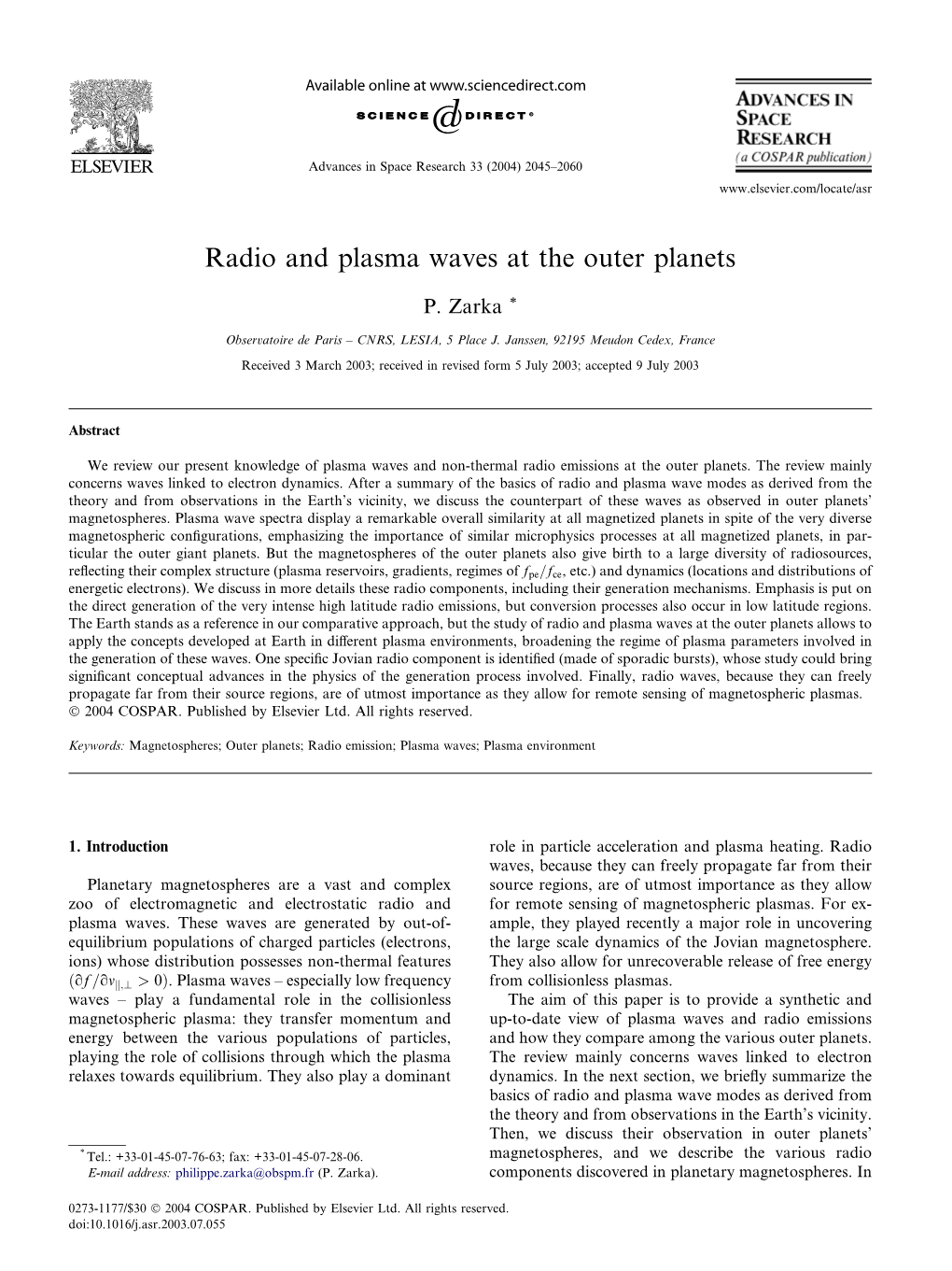 Radio and Plasma Waves at the Outer Planets