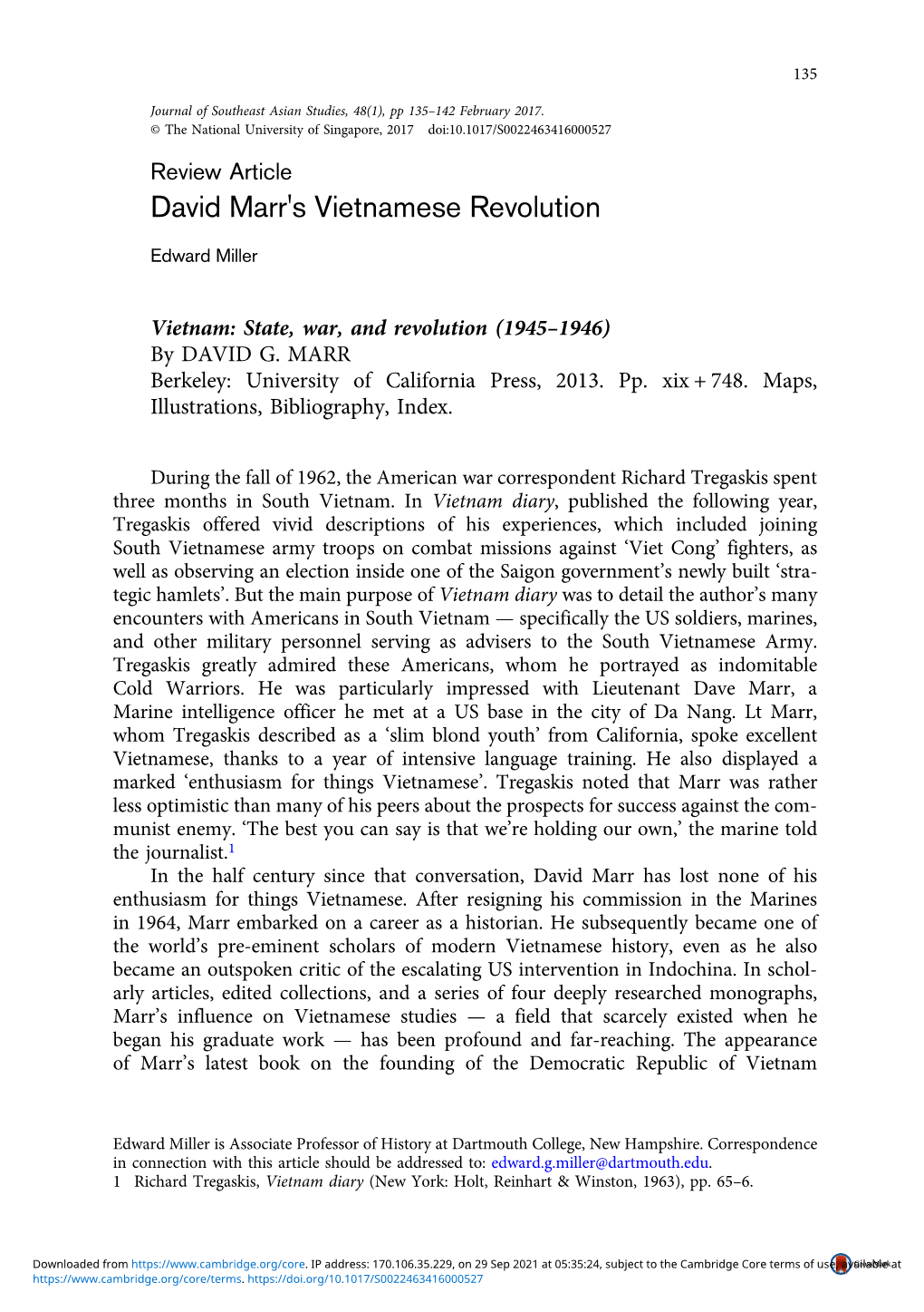 David Marr's Vietnamese Revolution