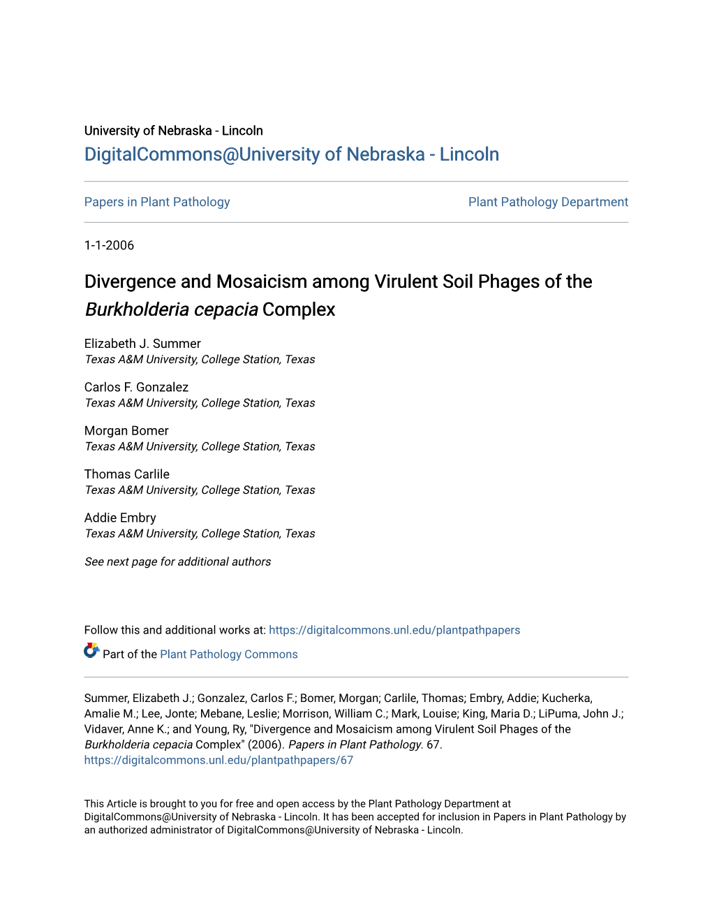 Divergence and Mosaicism Among Virulent Soil Phages of the Burkholderia Cepacia Complex