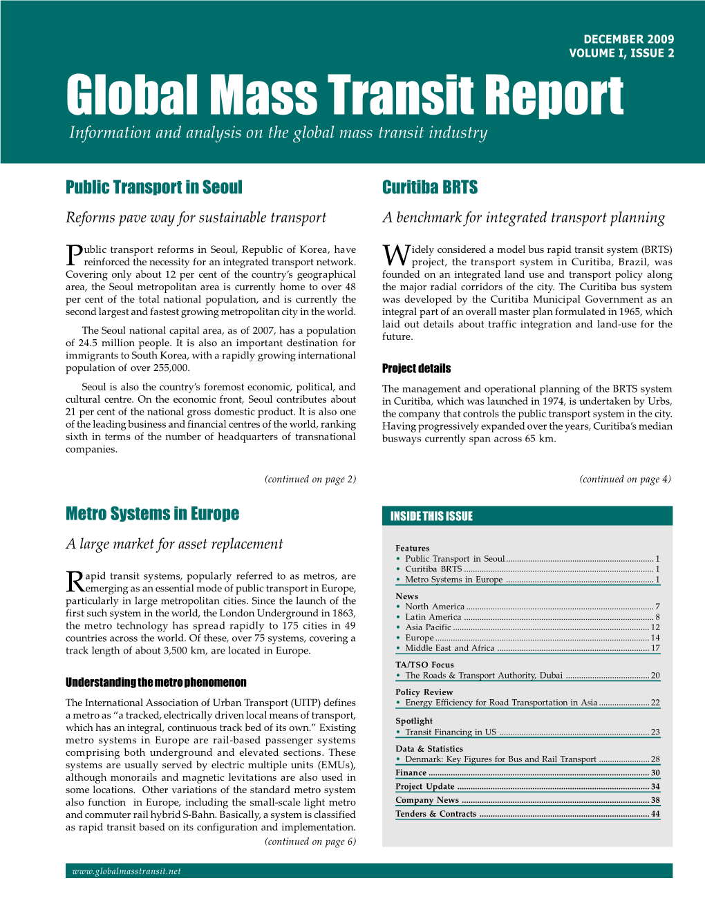 Global Mass Transit Report Information and Analysis on the Global Mass Transit Industry