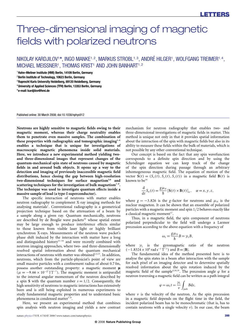 Three-Dimensional Imaging of Magnetic Fields with Polarized