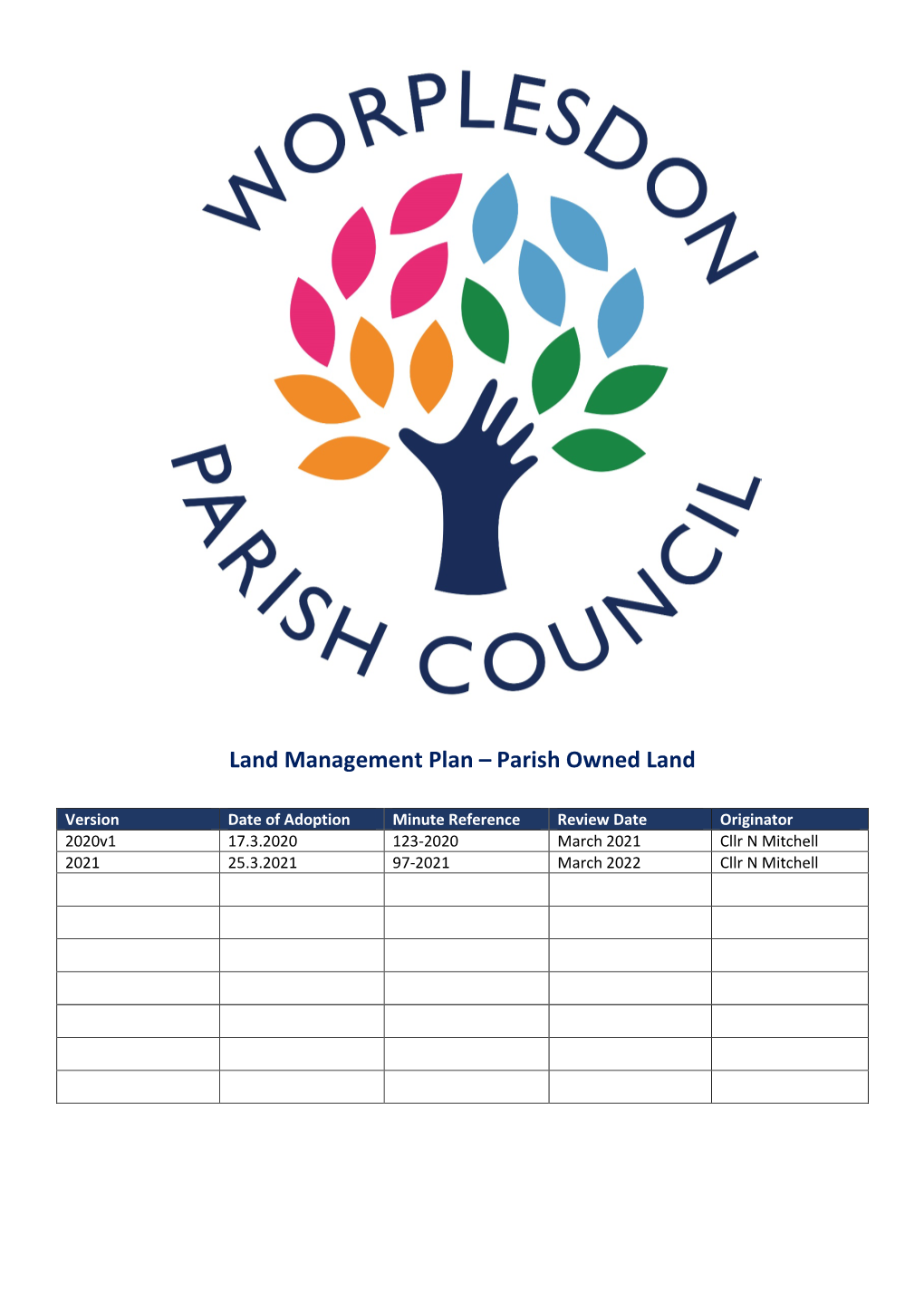 2021 03 Land Management Plan Parish Owned Land Approved