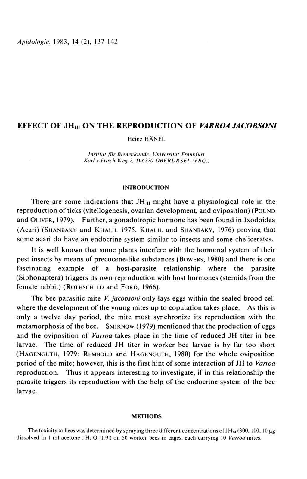 Vitellogenesis, Ovarian Development, and Oviposition) (POUND and OLIVER, 1979)