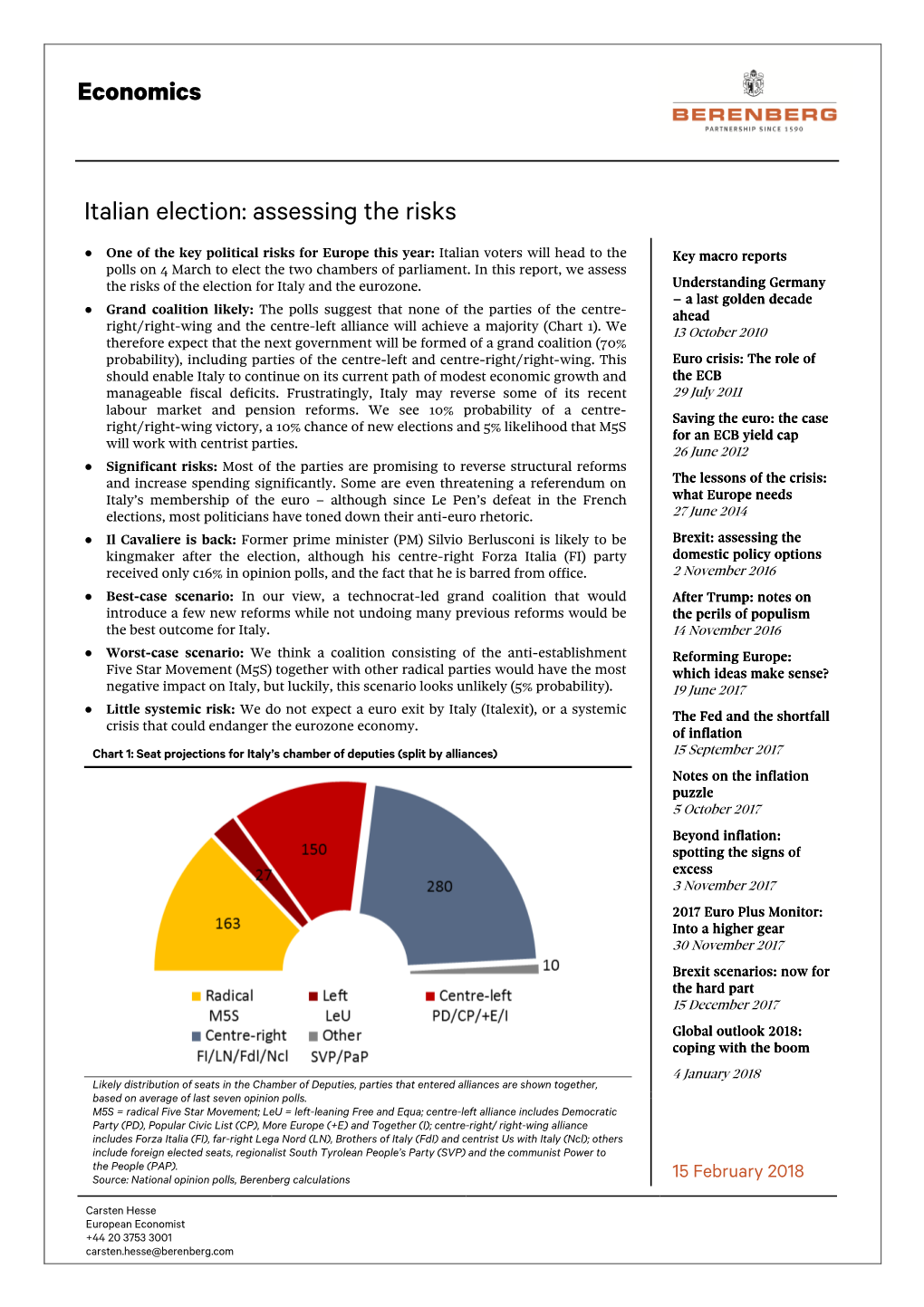 Economics Italian Election: Assessing the Risks