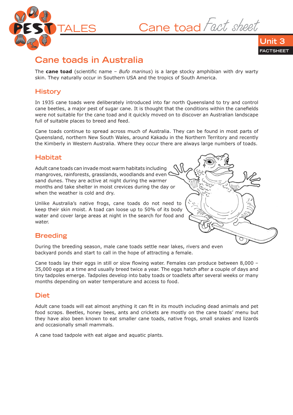 Cane Toads in Australia Fact Sheet