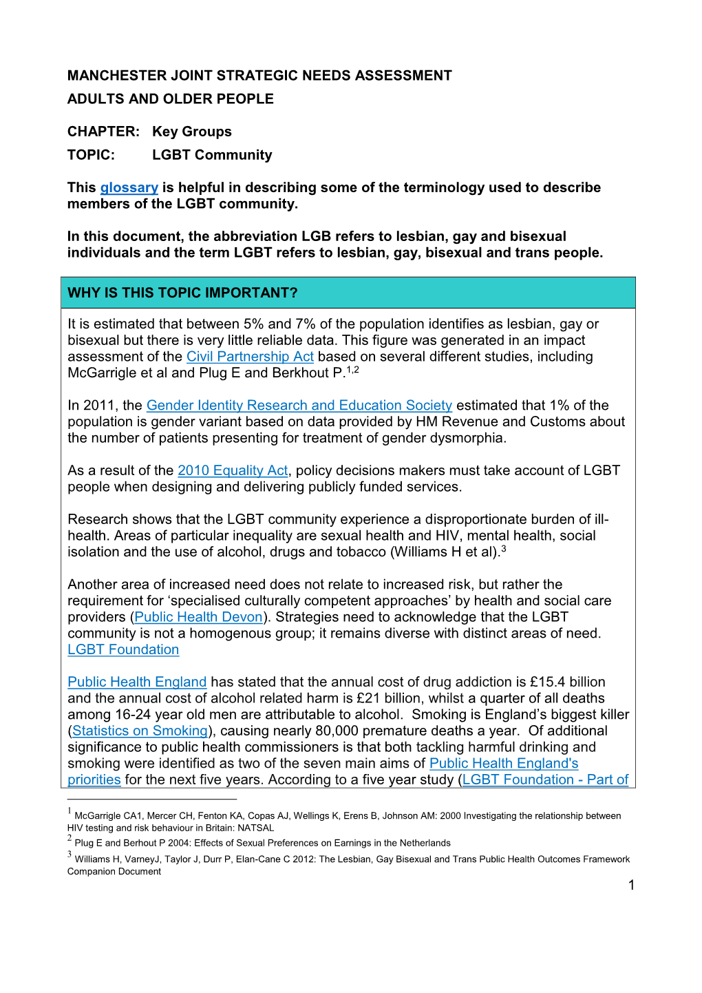 Key Groups TOPIC: LGBT Community This Glossary Is