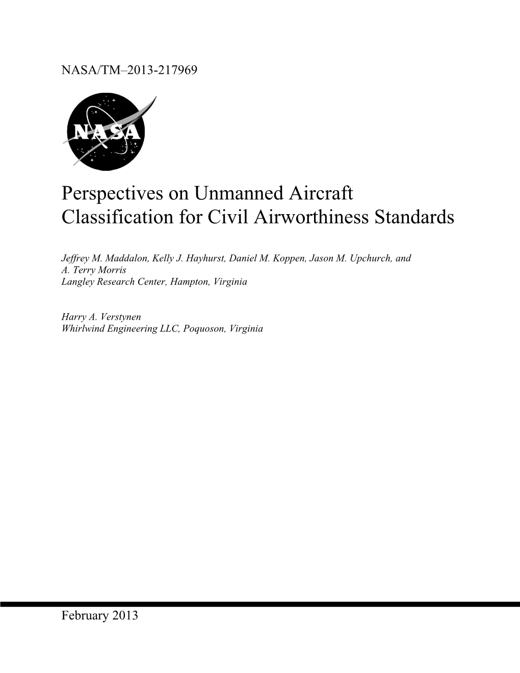 Perspectives on Unmanned Aircraft Classification for Civil Airworthiness Standards