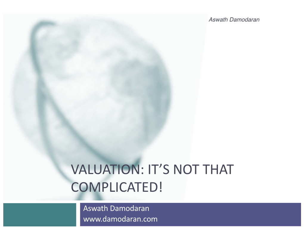 Valuation: It’S Not That Complicated!