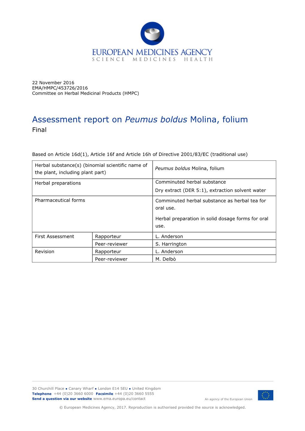 Assessment Report on Peumus Boldus Molina, Folium Final