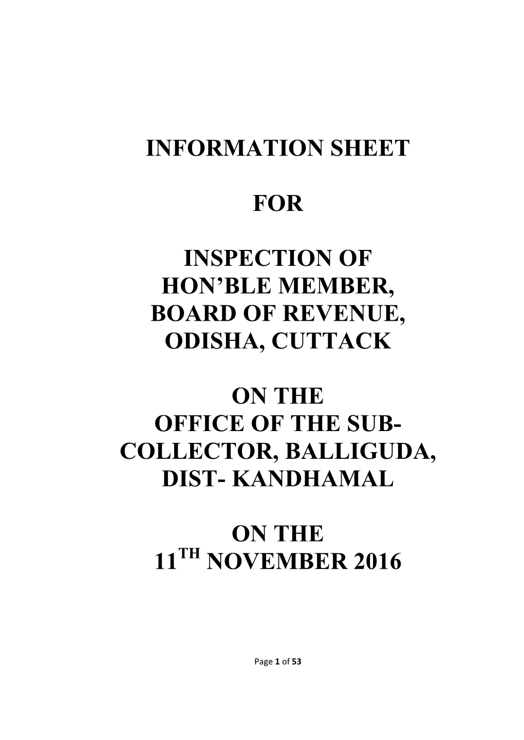 Collector, Balliguda, Dist- Kandhamal