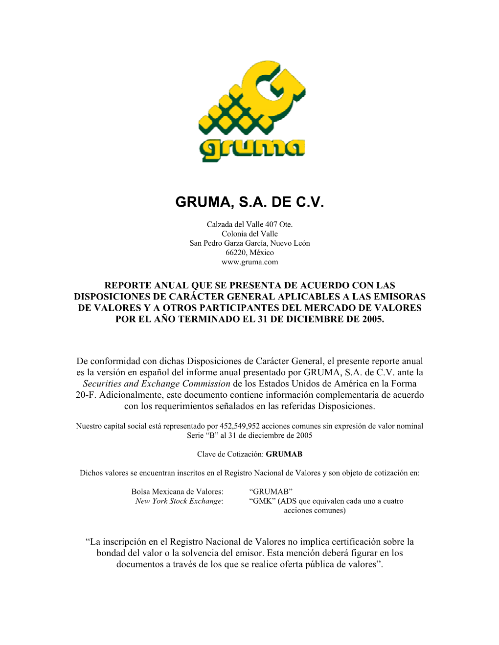 Gruma, S.A. De C.V