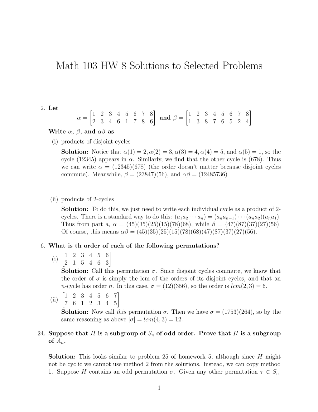 Math 103 HW 8 Solutions to Selected Problems