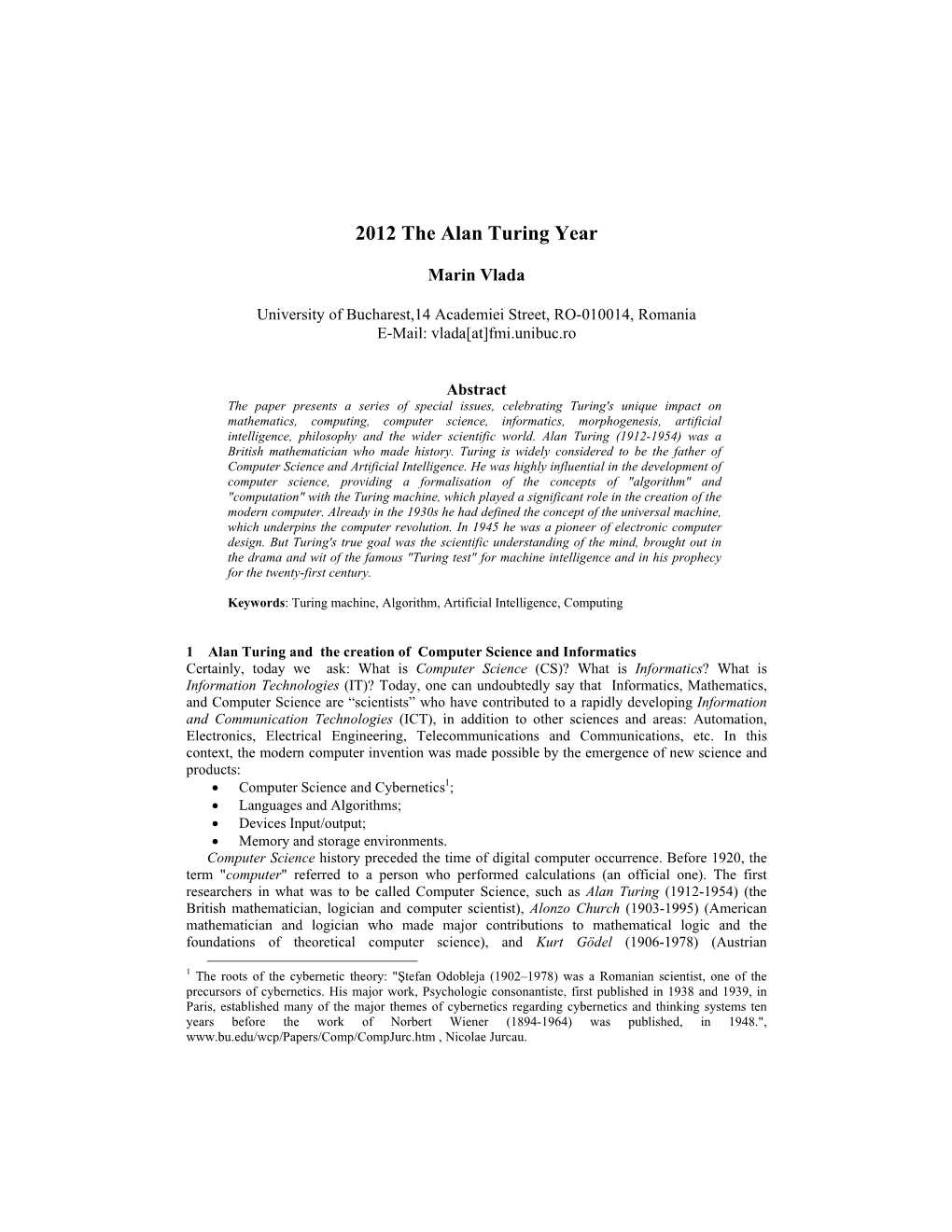 2012 the Alan Turing Year