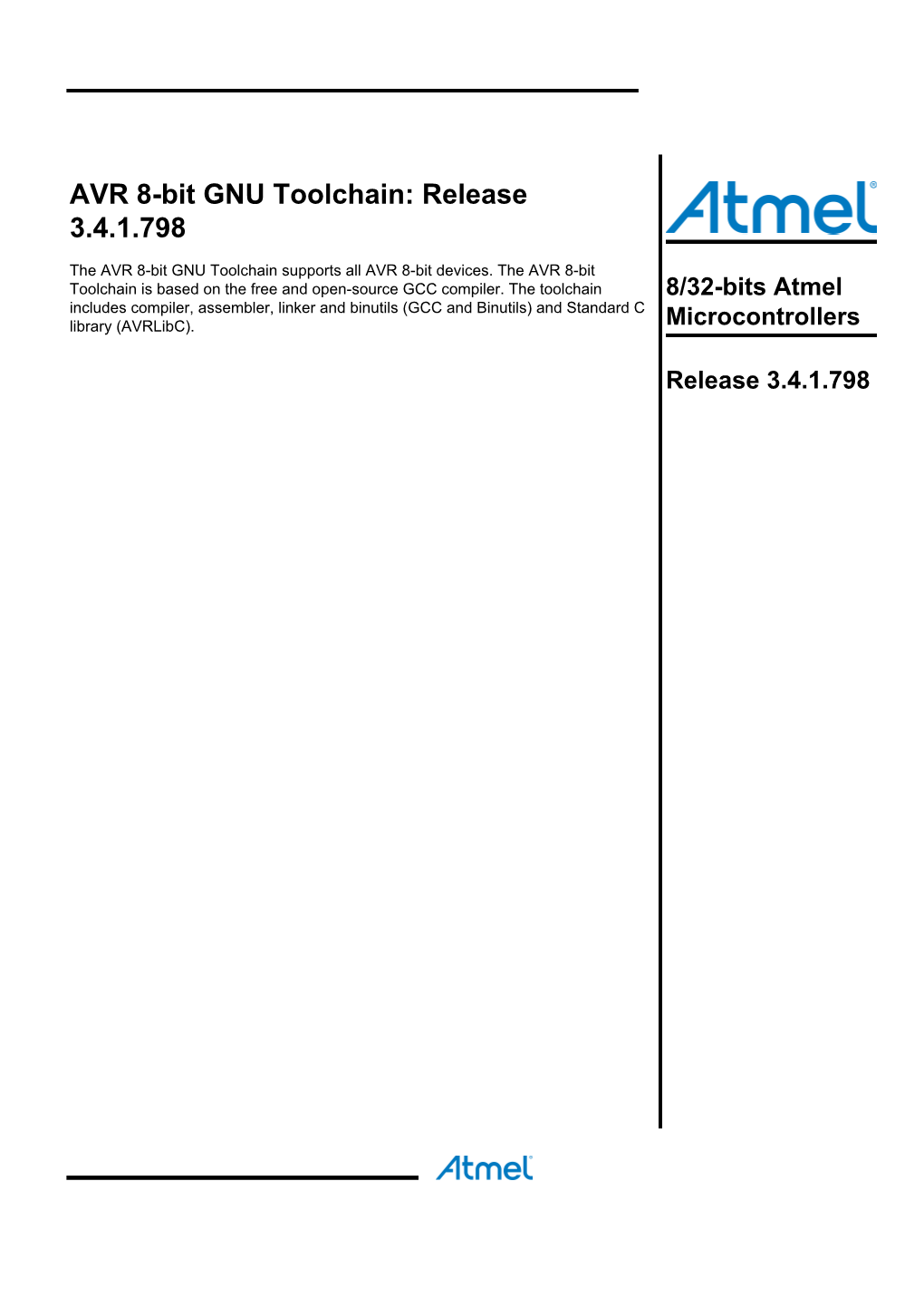AVR 8-Bit GNU Toolchain: Release 3.4.1.798