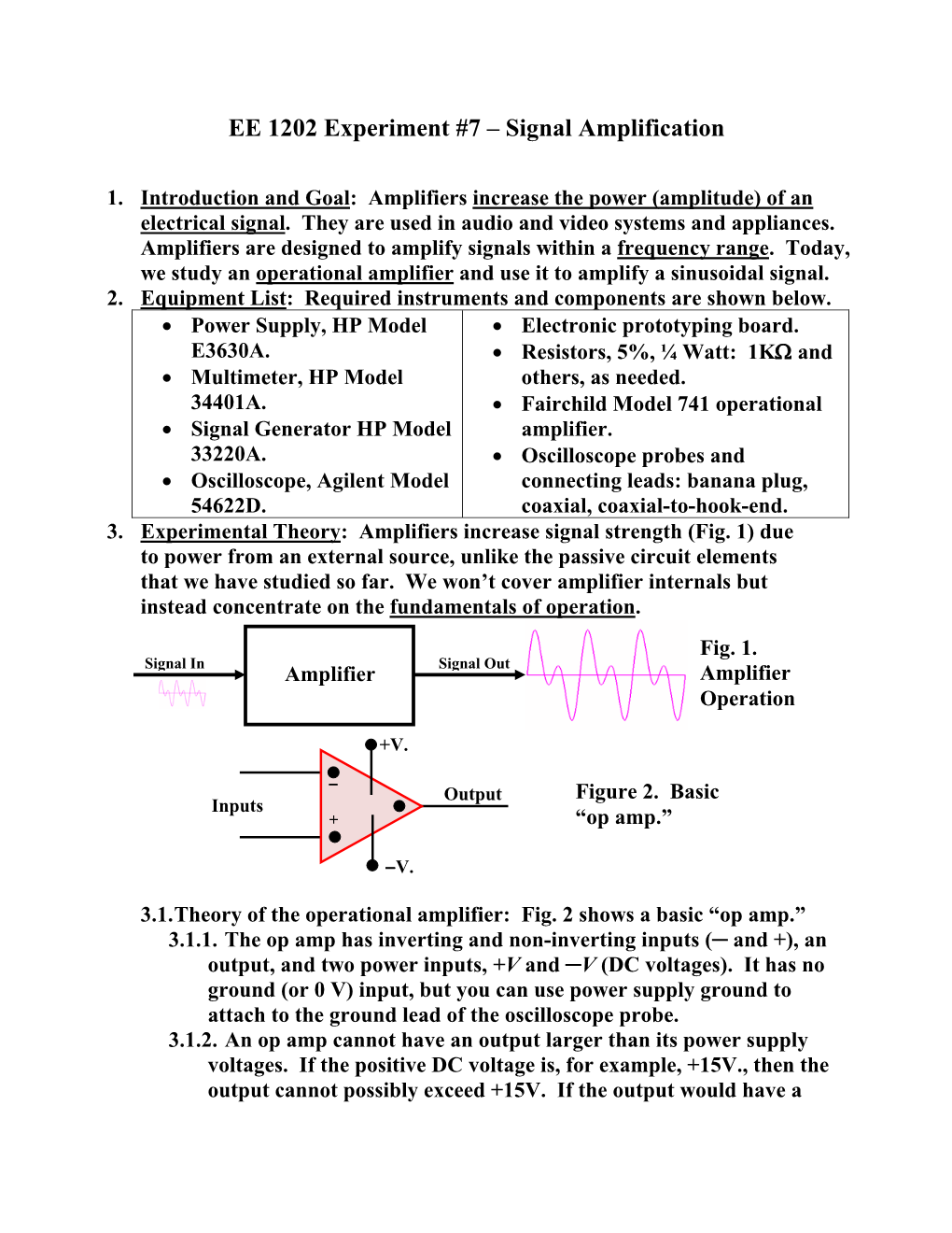 EE 1202 Experiment #7 – Signal Amplification