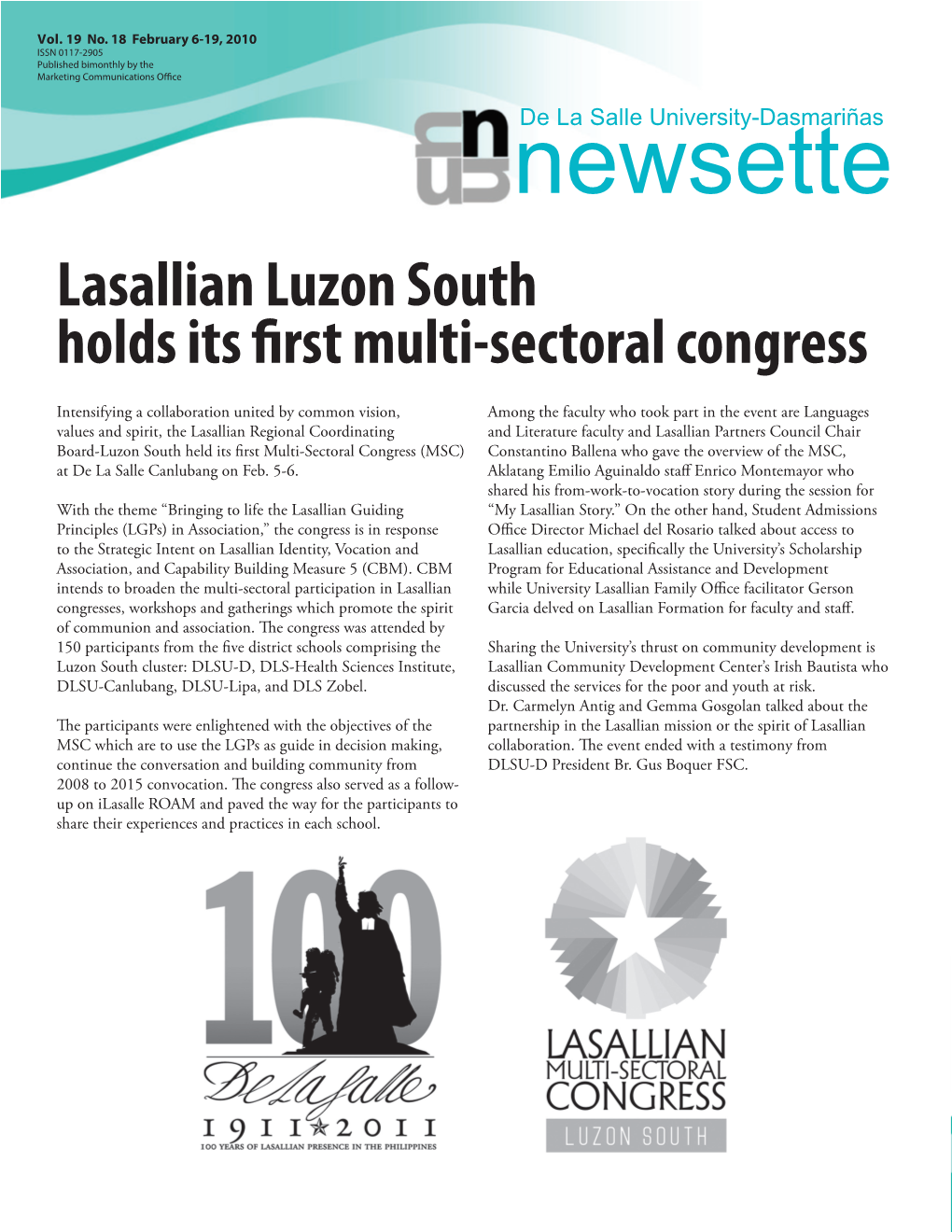 Newsette Lasallian Luzon South Holds Its First Multi-Sectoral Congress
