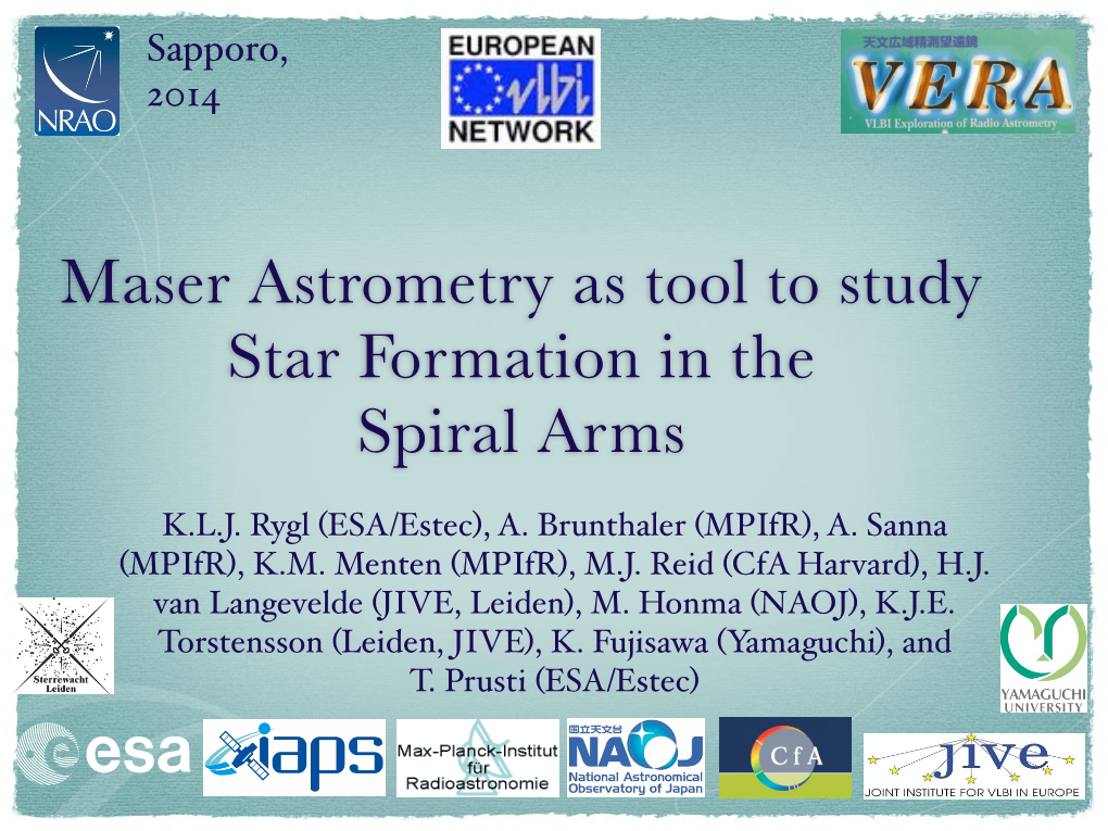 Maser Astrometry As Tool to Study Star Formation in the Spiral Arms