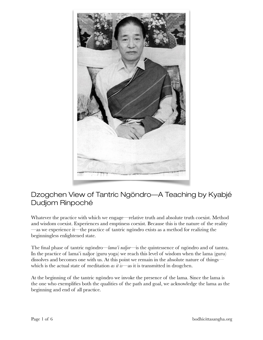 Dzogchen View of Tantric Ngondro