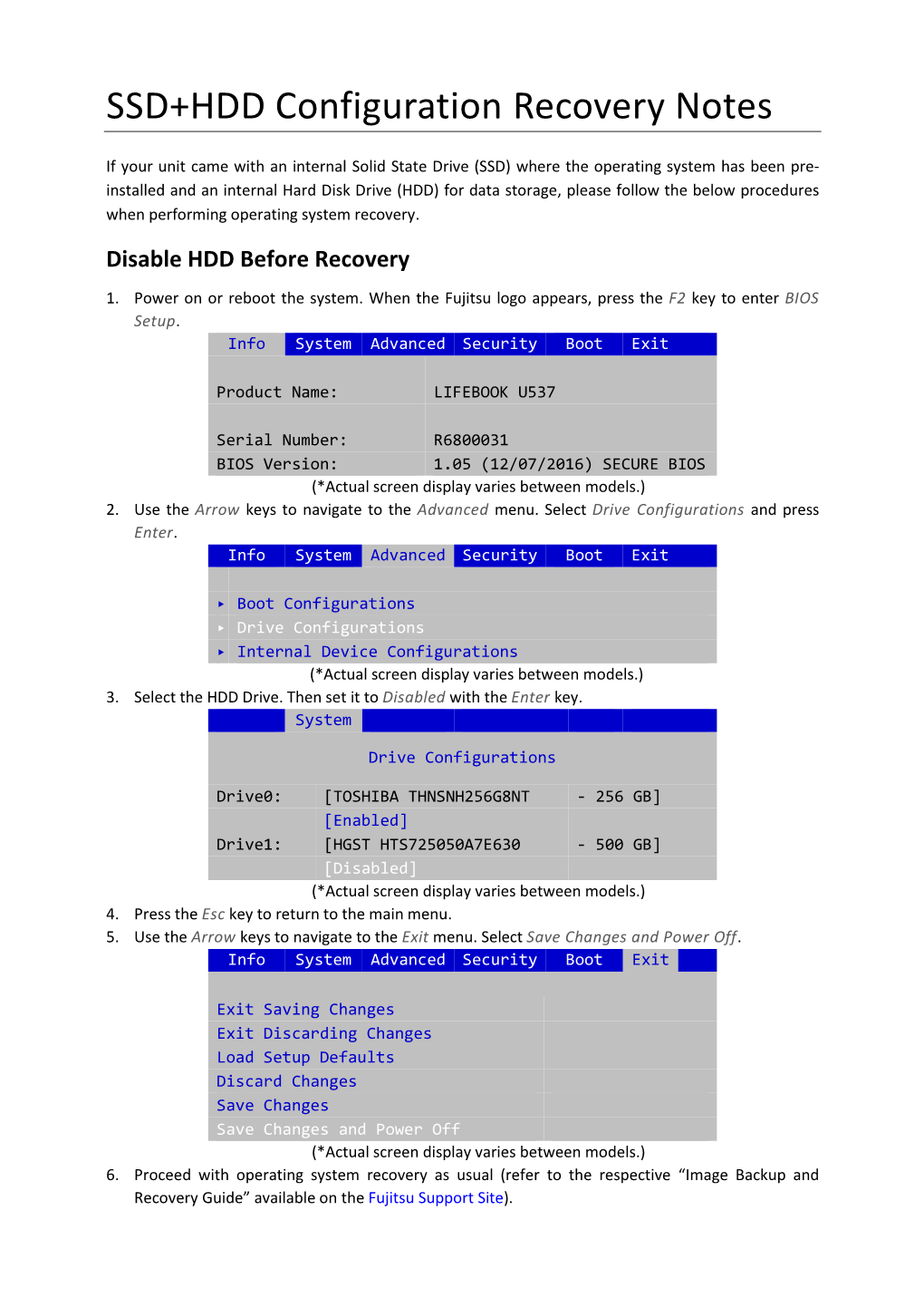 SSD+HDD Configuration Recovery Notes