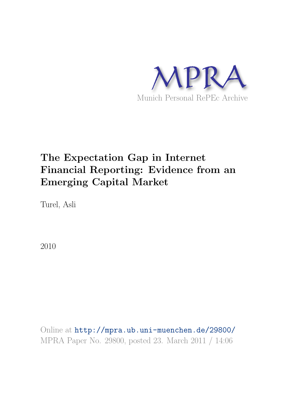 The Expectation Gap in Internet Financial Reporting: Evidence from an Emerging Capital Market