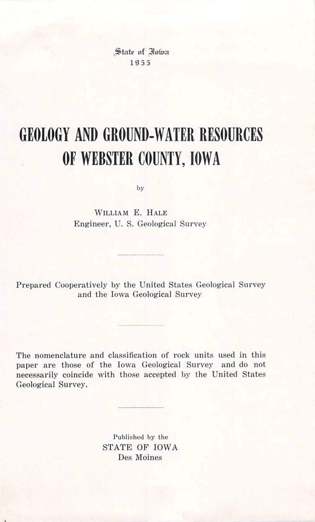 Geology and Ground-Water Resources of Webster County, Iowa